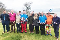 Megan Taylor and Dwayne Reid of Sponsors, Rothesay Motor Services, with Winter League Champions Liam Shanks and David Greer and other prizewinners